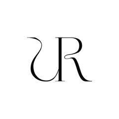 UR monogram logo design letter text name symbol monochrome logotype alphabet character simple logo