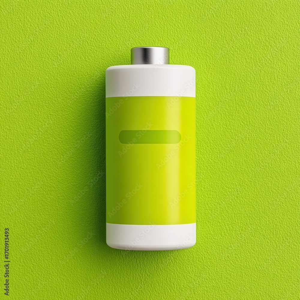 Poster top view of a cylindrical container with a green label on a matching green background.