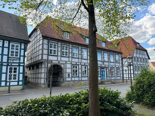 Fachwerk-Fassaden in der Altstadt von Herford, NRW, Deutschland