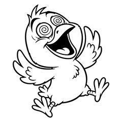 Fototapeta premium A funny vector illustration of a hyperactive and crazy chicken. This image is perfect for childish designs, game art, websites or social media posts. It's a perfect mix of speed and humor.