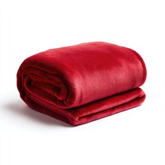 Folded maroon blanket on white background