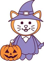Halloween Cat Illustration colorful icon image vector png