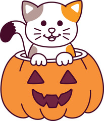 Halloween Cat Pumpkin Illustration colorful icon image vector png