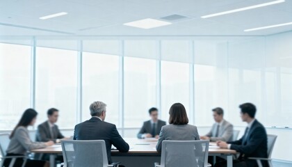 Business Meeting of Diverse Professionals in Modern Conference Room for Corporate Strategy and Collaboration