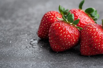 Ripe strawberries with water droplets on white background