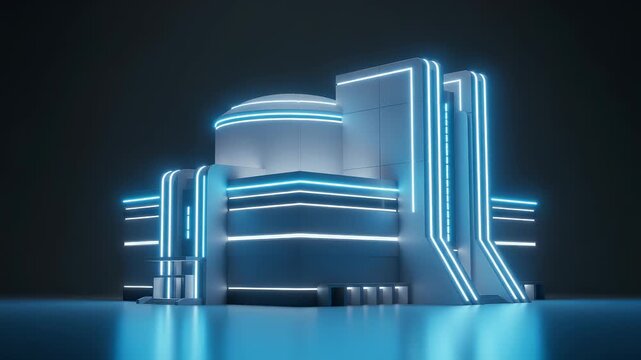 Modern 3D render of a light, tech-filled office building interior with a business growth chart and architectural - Powered by Adobe