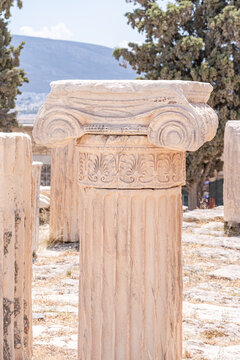 Ionic column of Acropolis in the sunlight