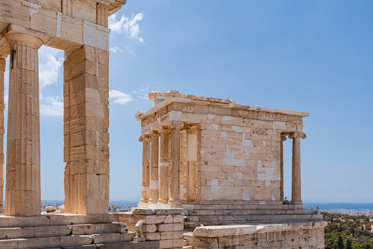 Acropolis of Athens ancient ruins with blue sky