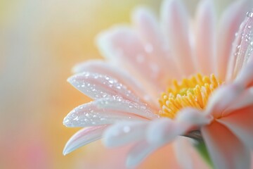 Fototapeta premium Close-up of a delicate, pastel pink flower with water droplets