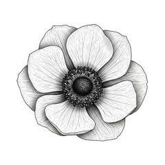 Elegant anemone flower isolated on transparent background