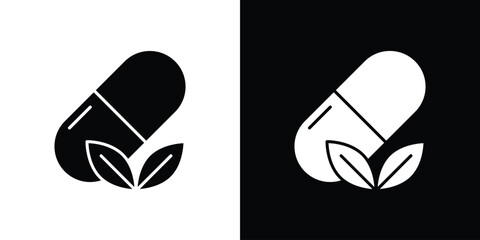Herbal capsule icon symbol for templates, web design and infographics