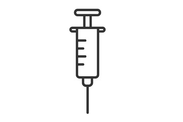 Thin line syringe icon vector isolated on transparent background for medical, healthcare, hospital websites, apps, educational books, pharmacy cards, vaccine, injection, immunization concepts