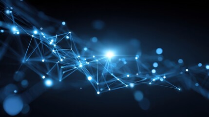 Abstract Network Connection with Glowing Nodes and Lines for Digital Communication and Technology Concepts