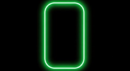 Vibrant green neon outline glows dramatically against a deep black background, creating a modern, sleek frame for your content.