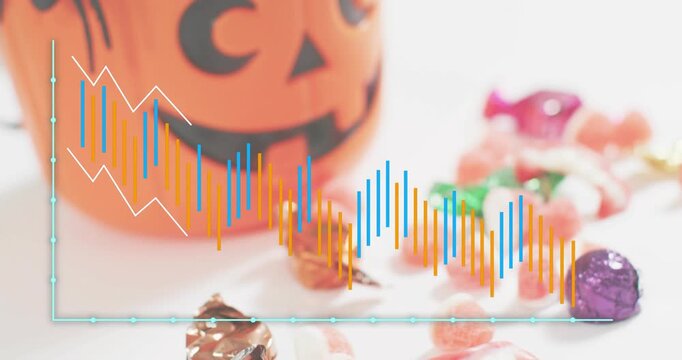 Starting empty graph rising blue bars moving as bucket sharpening revealing spider, showing trend