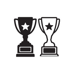 Bold Solid Trophy with Star and Minimalist Outline Trophy Design.