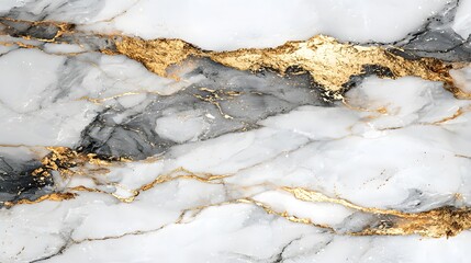 A stunning design, featuring flowing patterns of white, gray, and gold marble, evoking a sense of luxury and elegance.