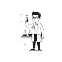 Cartoon illustration of a male scientist 
