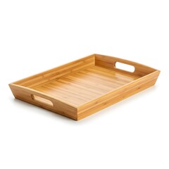 Rectangular wooden serving tray with handles