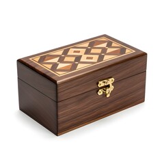 Elegant wooden keepsake box with intricate marquetry design