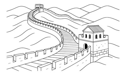 Great wall of china coloring page for creative fun and relaxation