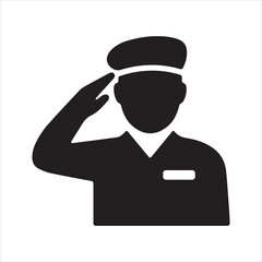 Military Salute icon silhouette vector with white background