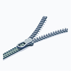 Pixel Art Style Open Zipper With Silver Puller