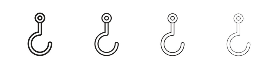 Winch hook icons. thin line symbols in strokes © Hestia