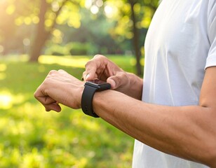 Person Using Smartwatch Outdoors