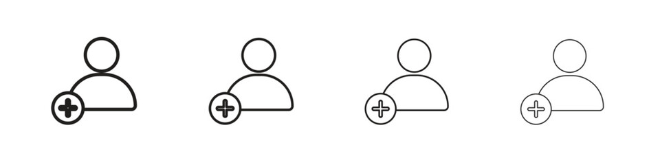 User add icons. thin line symbols in strokes