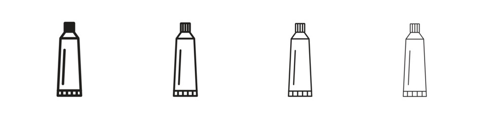 Toothpaste tube icons. thin line symbols in strokes