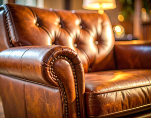 Indulge in luxury brown antique leather armchair your living room furniture showcase cozy ambiance classic elegance