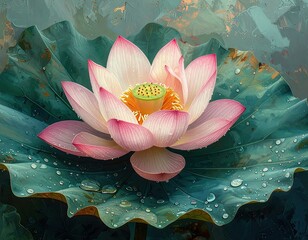 Pink and White Lotus Flower on a Green Pad