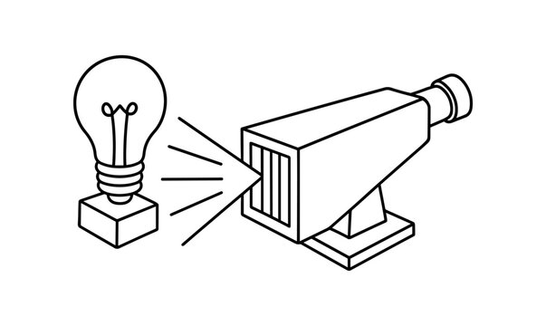 Science exploration coloring page with simple spectroscope design
