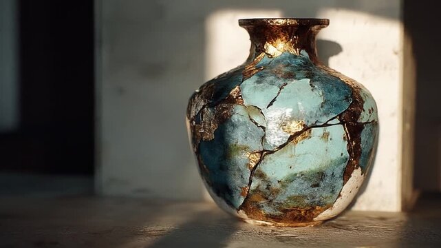 Cracked pottery vase