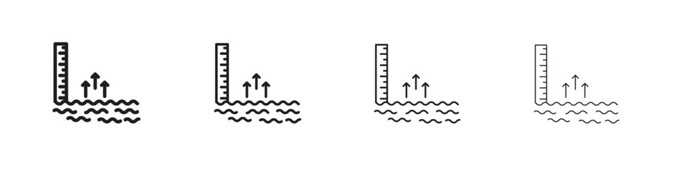 sea level icons. thin line symbols in strokes