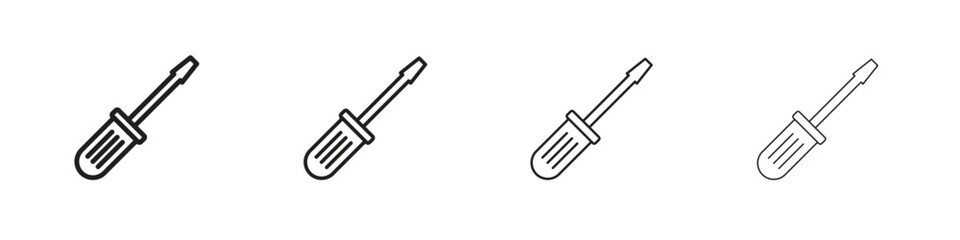 Screwdriver icons. thin line symbols in strokes