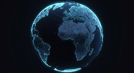 Digital network globe with data connections, futuristic IT concept, isolated PNG style
