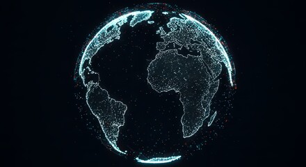 Digital network globe with data connections, futuristic IT concept, isolated PNG style