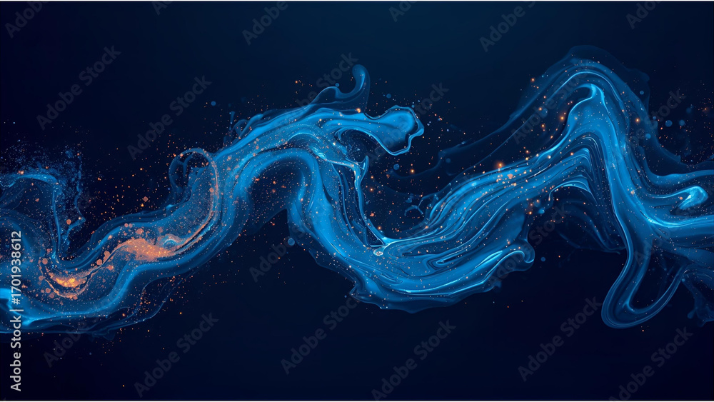 Poster abstract blue smoke: a dynamic abstract image showcases a swirling vortex of ethereal blue smoke, ac