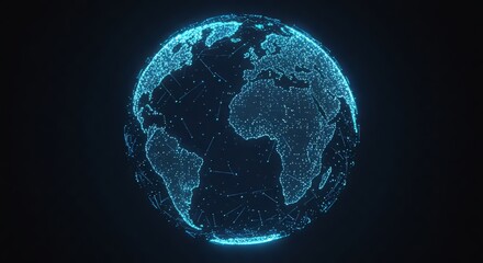 Digital network globe with data connections, futuristic IT concept, isolated PNG style