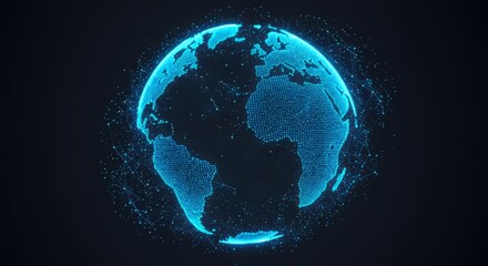 Digital network globe with data connections, futuristic IT concept, isolated PNG style