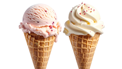 Two Scoops of Ice Cream in Waffle Cones