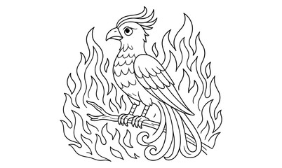 Obraz premium Majestic phoenix coloring page for relaxation and creativity