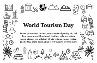 World tourism day with watercolor orange vintage background texture