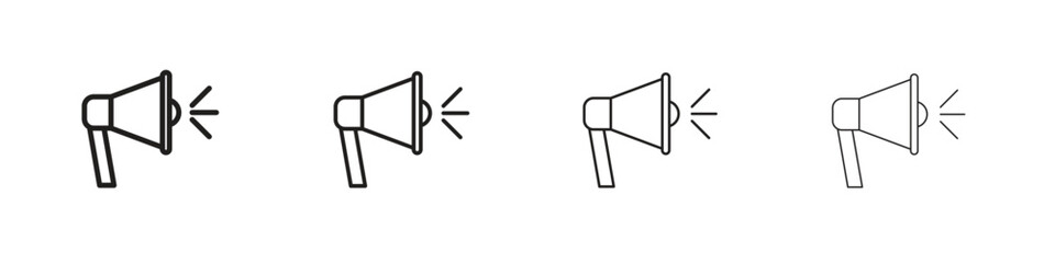 Megaphone icons. thin line symbols in strokes
