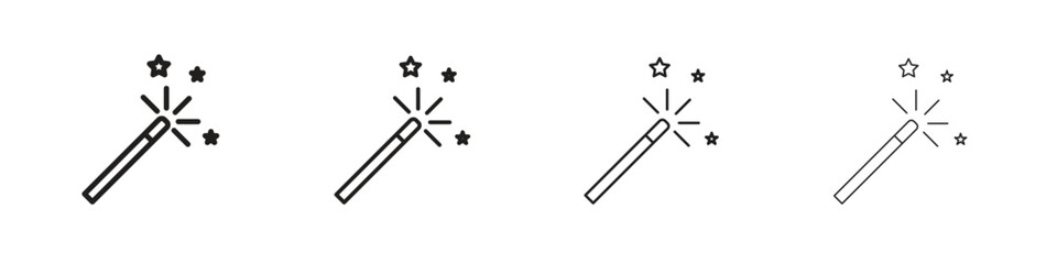 Magic wand icons. thin line symbols in strokes