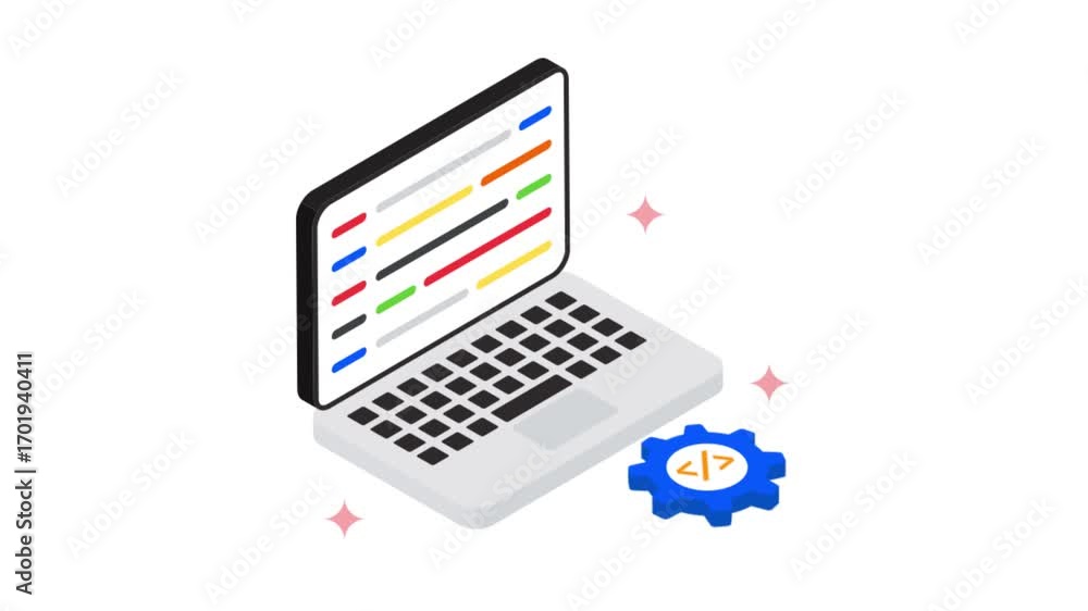 Aufkleber development isometric animation mp4 file