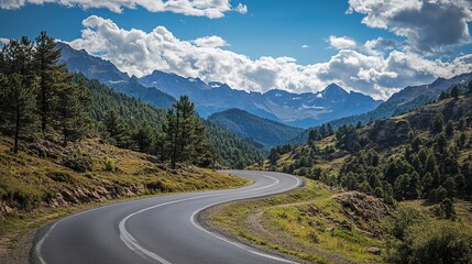 Fototapeta premium Winding road through mountain landscape