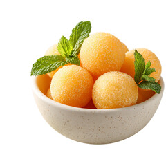 Cantaloupe Balls in a Small Bowl on transpart background